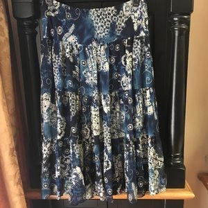 Lauren by Ralph Lauren Silk Flowy Midi Skirt Sz L